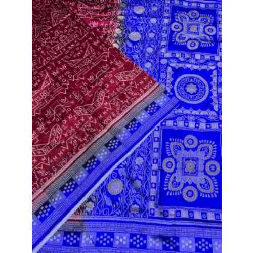 Electric Blue with Maroon Border Mathematic Bangalore silk saree