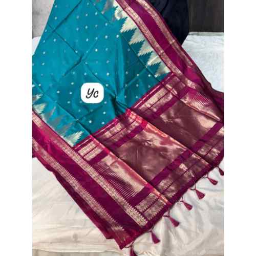 Teal Rani Handloom soft silk sarees