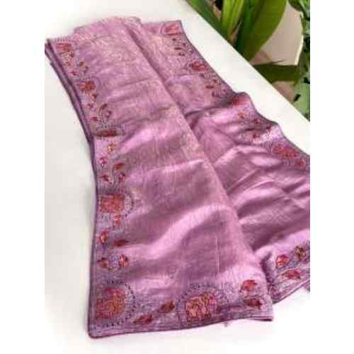 Blush Pink Embroidered Border Saree
