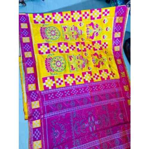 Bright Yellow & Rani Pink Combination Bangalore silk saree