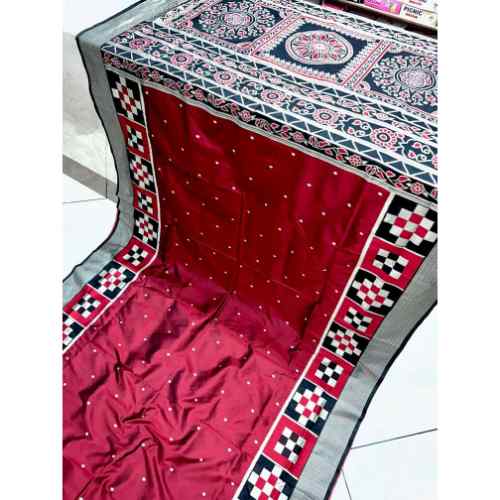 Wine Black Heritage Silk saree