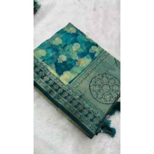 Teal Green Regal Motif Saree