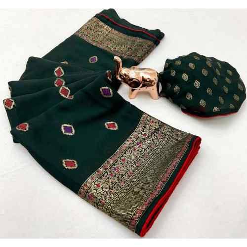 Bottle Green/ Dark Green Saree