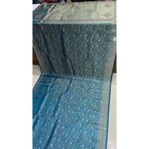 Regal Peacock Blue & Mint Green Banarasi Silk Saree