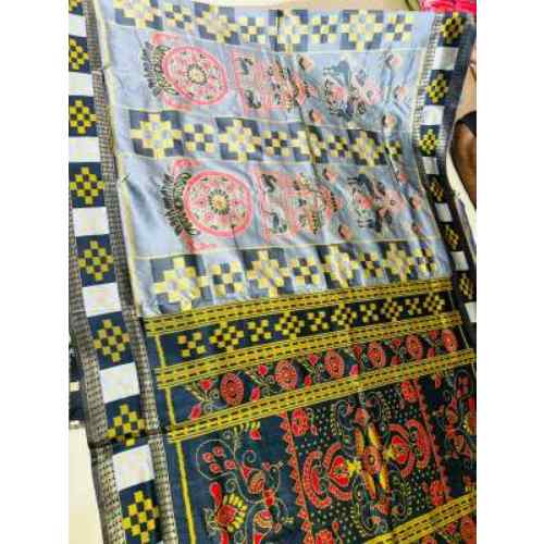 Ivory White with Mustard Yellow & Black Combination Bangalore silk saree