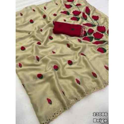 Crimson Rose Beige Saree