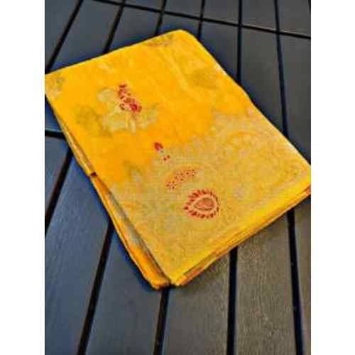 Mustard Yellow / Turmeric Yellow Pure Mashru Silk Saree