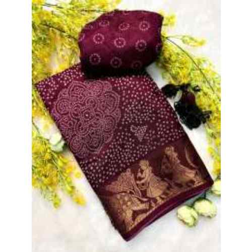 Wine Maroon Dola Silk Saree