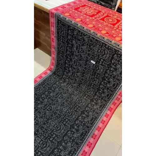 Charcoal Black / Ash Black with Grey Border Mathematic Bangalore silk saree