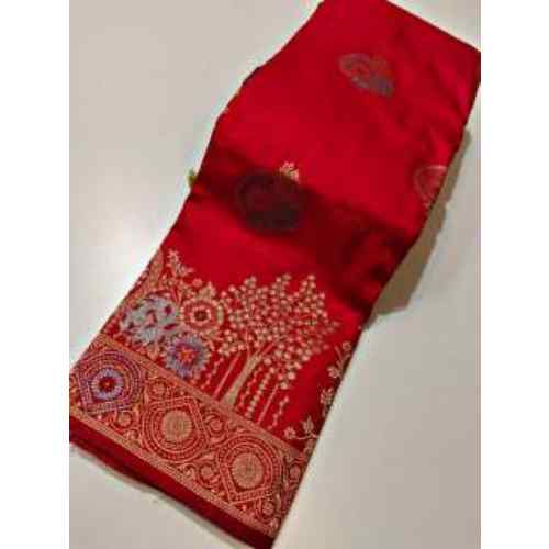 Classic Crimson Vriksha Banarasi Silk Saree