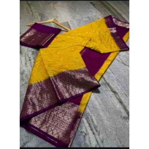 Mustard Yellow Zari Border Saree
