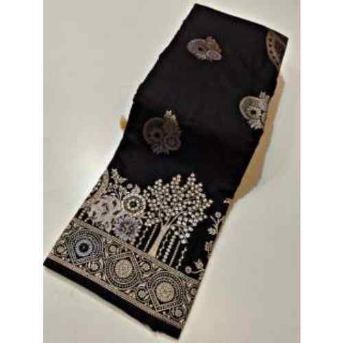 Onyx Black Vriksha Banarasi Silk Saree
