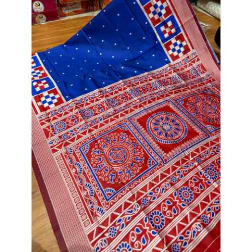Royal Blue Scarlet Heritage Silk Saree