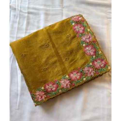 Mustard Yellow Pure Crush Saree