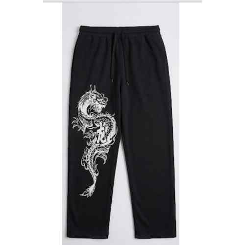 Minimal Print Black Casual Pants