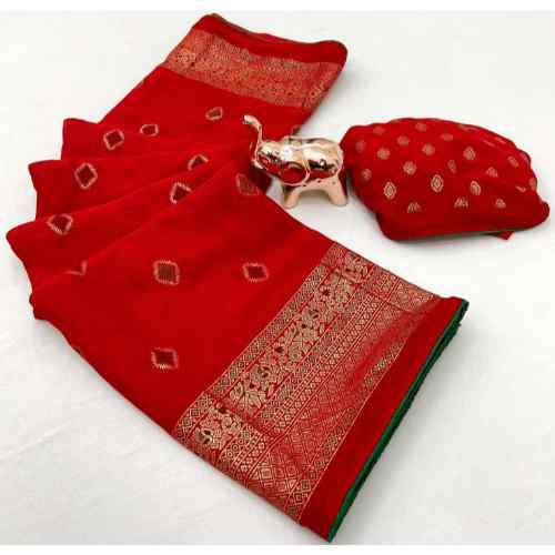 Bright Red/ Scarlet Red Saree