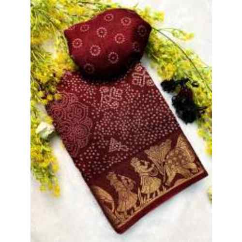Chocolate Brown Dola Silk Saree
