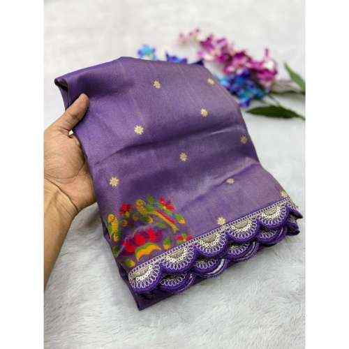 Royal Purple Tissue Shimmer Silk Paithani Saree