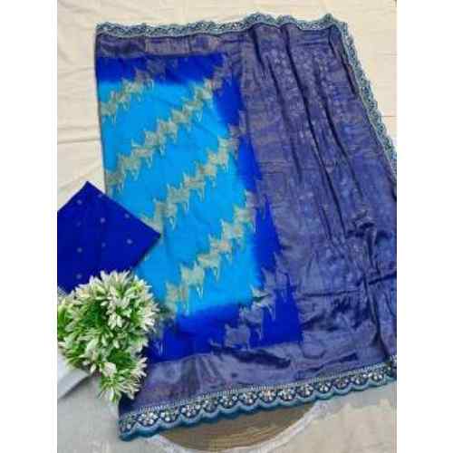 "Ethereal elegance! Our Khadi Georgette silk weaving saree features: