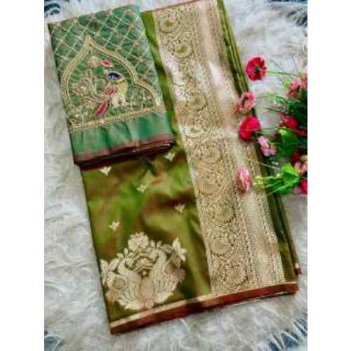 Olive Green Rajlaxmi paithani