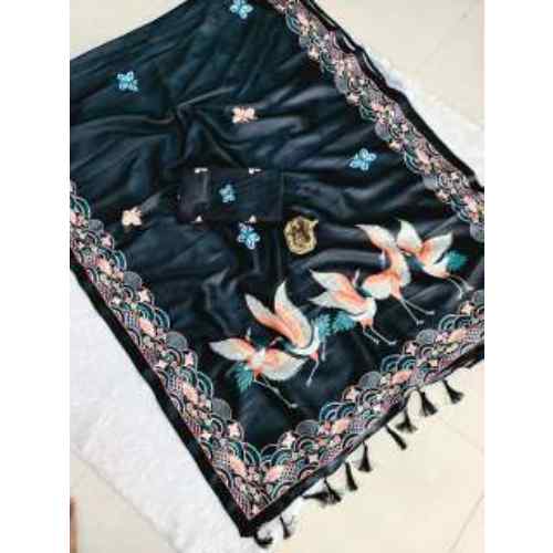 Heavy handloom tussar silk saree with Hans chitrakala digital print