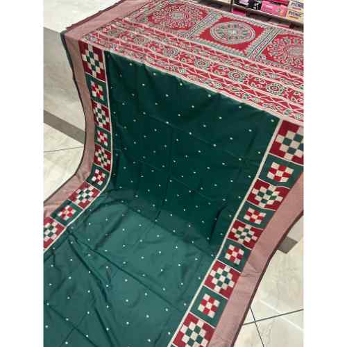 Emerald Maroon Elegance silk saree