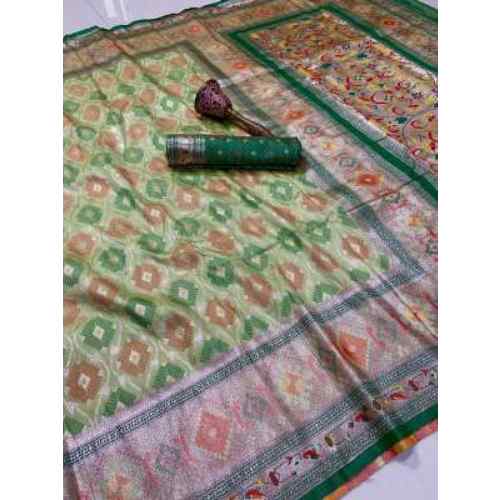 Mehndi Green pure soft silk weaving Paithani saree