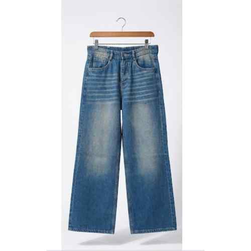 Mid-Blue Classic Straight Denim Jeans