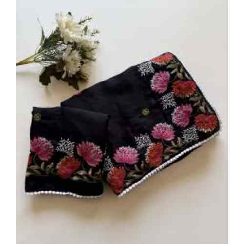 Classic Black Floral Border Saree