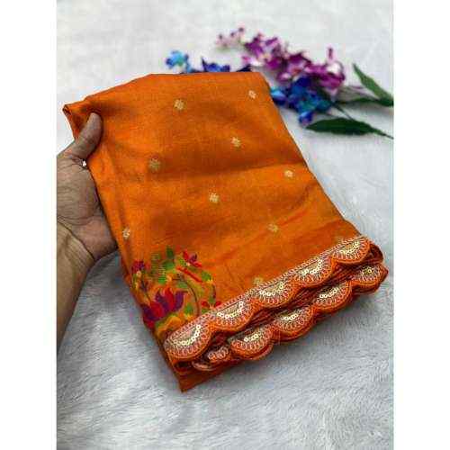 Burnt Orange Tissue Shimmer Silk Paithani Saree