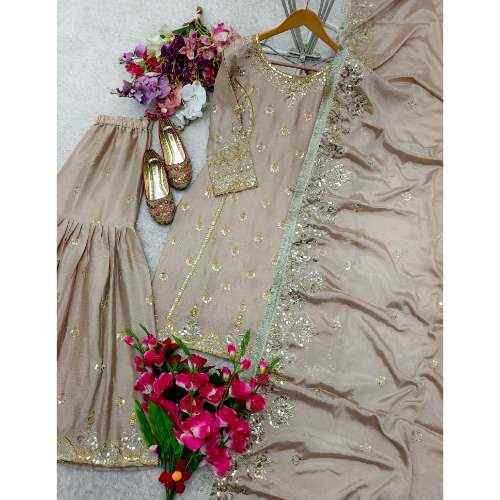 New Cinon Top-Sarara and Dupatta Set Fully Stitched Ready To Wear