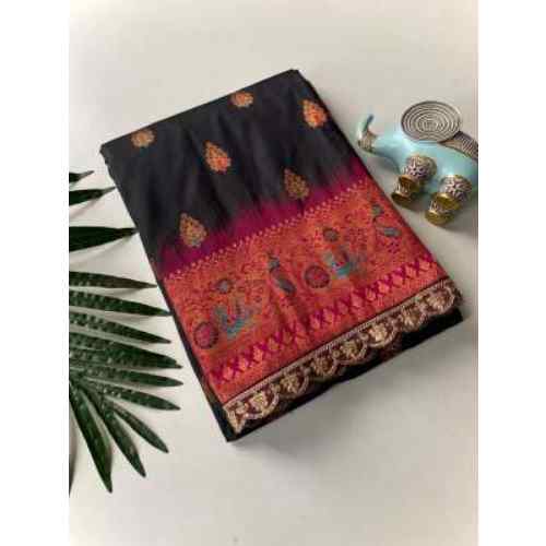 Black & Red Paithani Silk Saree