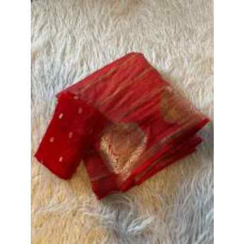 Cherry Red & Gold Silk Saree