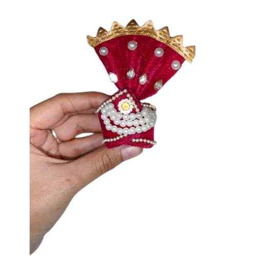 Royal Pearl-Embellished Mini Pheta (Traditional Maharashtrian Turban)