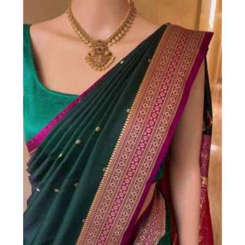 Deep Teal Green & Rose Pink PURE SOFT BANARASI SILK SAREE