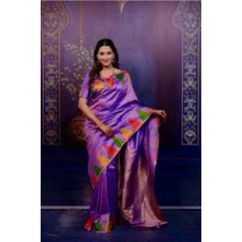 Lavender Violet & Multicolour Temple Glow Premium Soft Silk Saree Collection