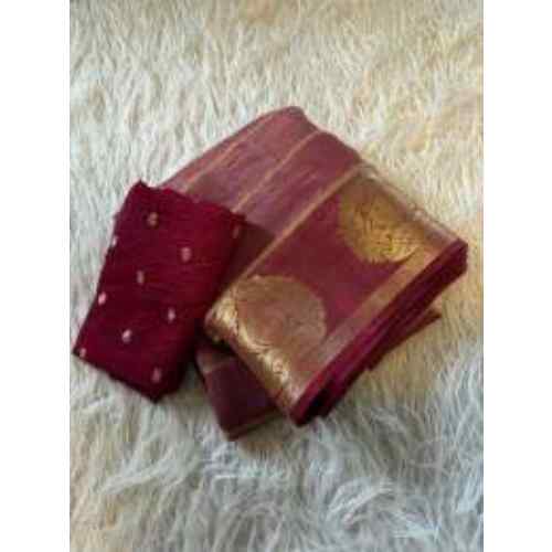 Maroon & Gold Silk Saree