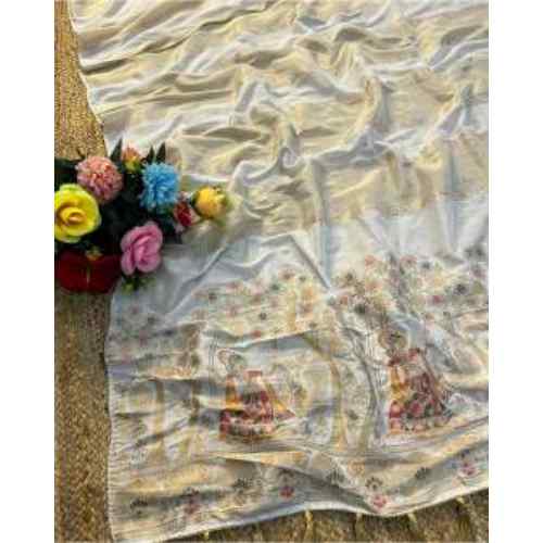 Ivory Cream / Off-White Stunning Zari Saree!