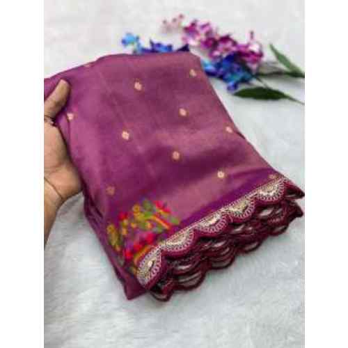 Deep Magenta Tissue Shimmer Silk Paithani Saree