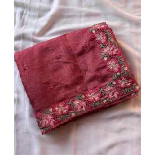 Cherry Red Pure Crush Sarees