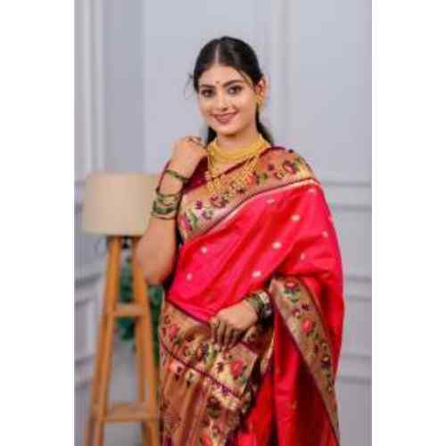 Hot Pink & Gold – Premium Lotus Paithani