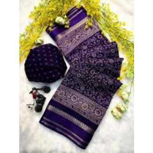 Deep Purple Ajrakh Aura Soft Cotton Silk Saree