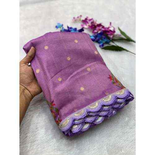 Lavender Purple Tissue Shimmer Silk Paithani Saree