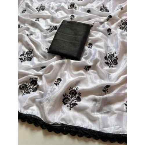 Classic Ivory Black Print Saree