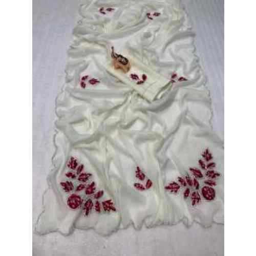 Red Bandhani Handwork Star Georgette Saree