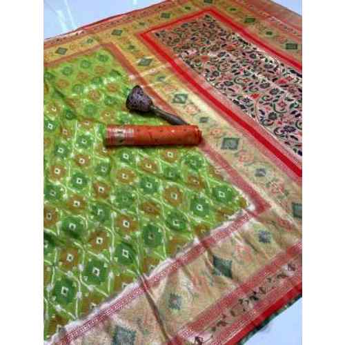 Leaf Green pure soft silk weaving Paithani saree