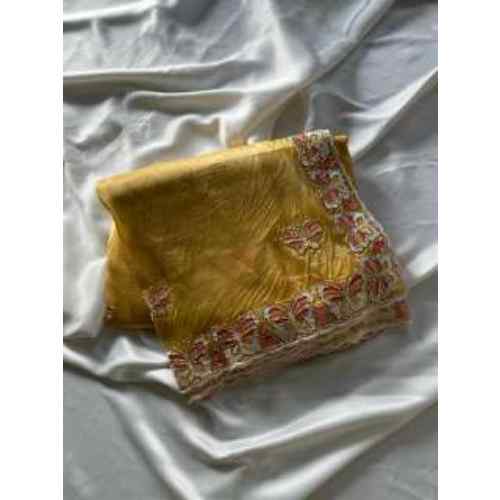 Antique Gold Butterfly Embroidered Saree