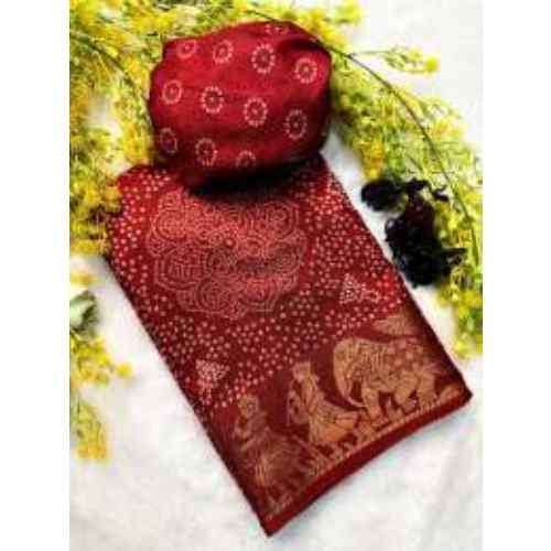 Crimson Red Dola Silk Saree