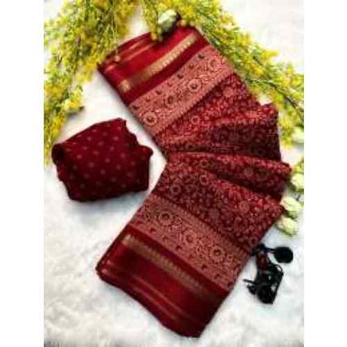 Royal Red Ajrakh Aura Soft Cotton Silk Saree