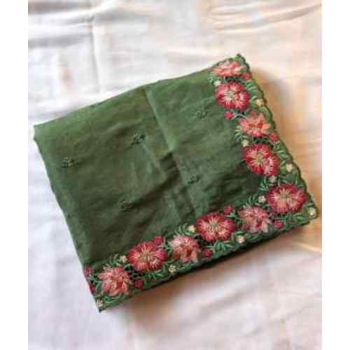 Olive Green Pure Crush Sarees